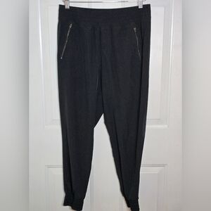 Danskin Black Pants Elastic Leg Cuff  Lightweight Medium Zipper Pockets